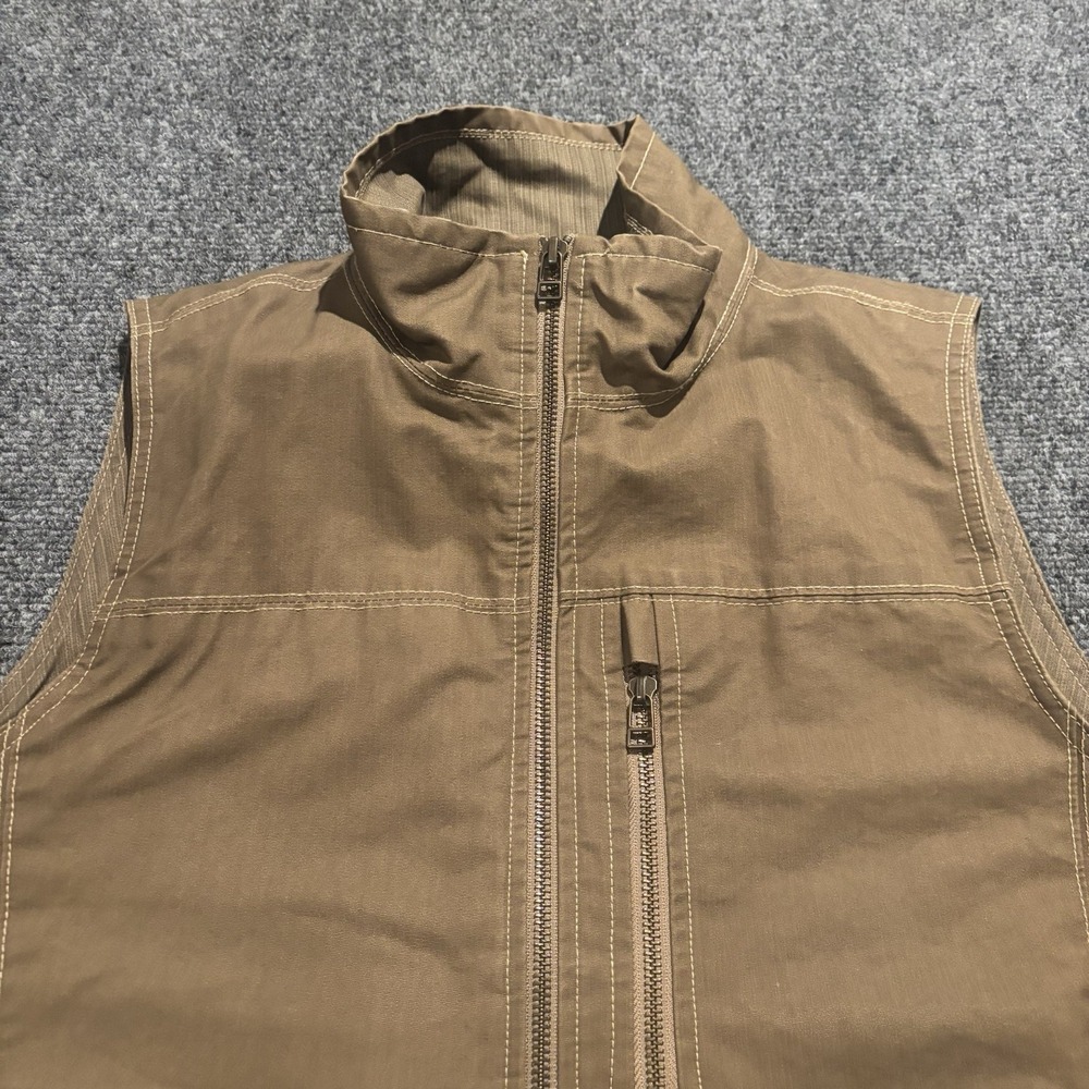 Kuhl Burr Vest Mens Small Brown Vintage Patina Dye Canvas Zip Outdoor Hiking - Picture 7 of 10